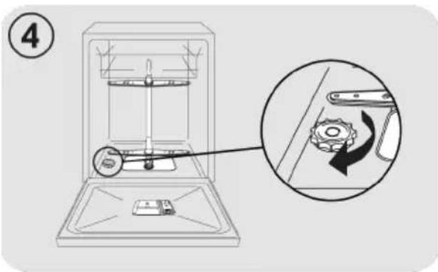Diagram illustrating a mechanical device with a magnified inset showing the rotation of a gear mechanism.