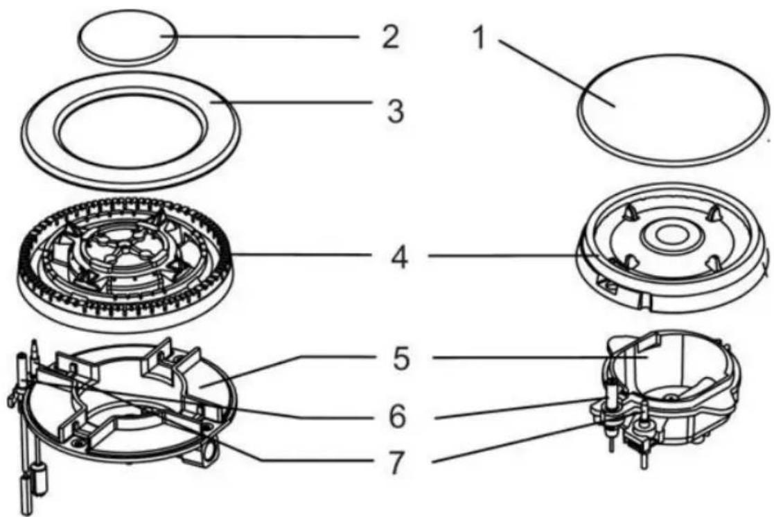 Exploded view diagram of a mechanical assembly with numbered parts for identification