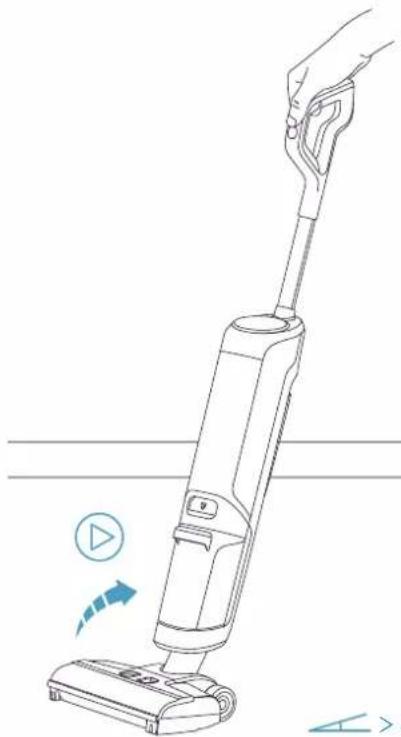 Dessin au trait d'une main utilisant un aspirateur pour appuyer ou interagir (sans texte ni symboles).