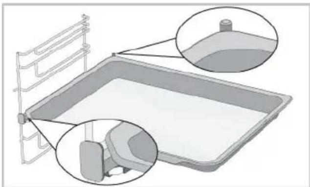 Diagram of a bathroom sink with an open plate and two inset views showing interior components (no text or labels).