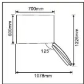 700mm, 600mm, 125°, 1228mm, 1078mm