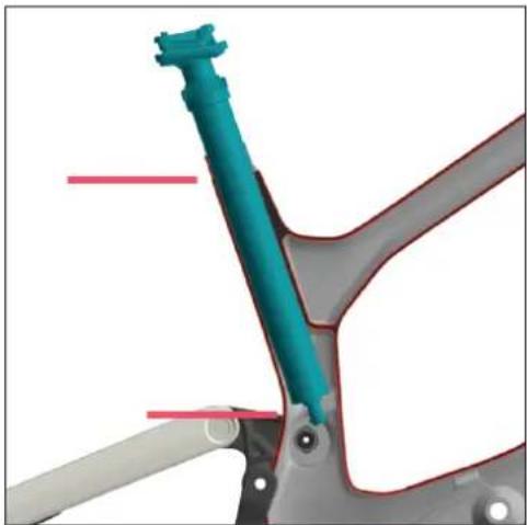 Mechanical assembly diagram showing a green and blue rod inserted into a bracket (no text or symbols visible)
