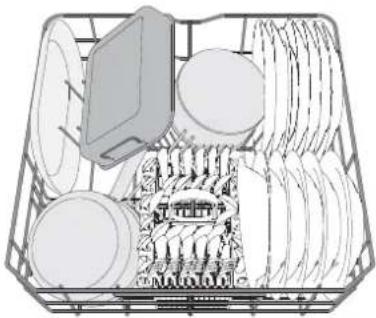 Diagram of a basket with circular compartments and a central mechanical component (no text or symbols)