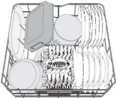 Diagram of a shopping basket with coins and a tray, showing interior compartments (no text or symbols)