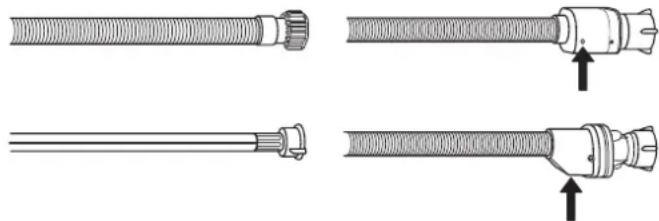Illustration of three types of cable connectors with threaded ends and connectors, showing different installation states (no text or symbols present)