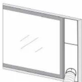Simple line drawing of a window with a scroll wheel on the right side, no text or symbols.