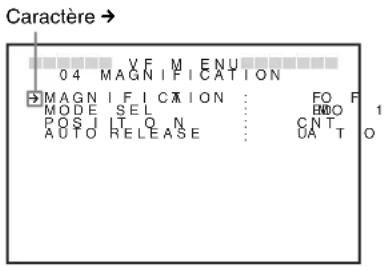 Caractère → 04 MAGNIFICATION MAGNIFICATION FO F MODE SEL BDO 1 POSIT Q N CNT AUTO RELEASE UA T O