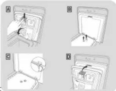 Diagram showing four steps of inserting a device into a folder, labeled A to D with Chinese text.