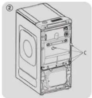 Technical diagram of a desktop computer case with labeled component C, showing internal casing and drive structure.