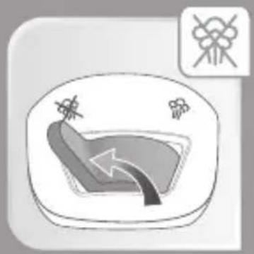 Simple diagram of a device with a scroll and directional arrow, no text or symbols present.