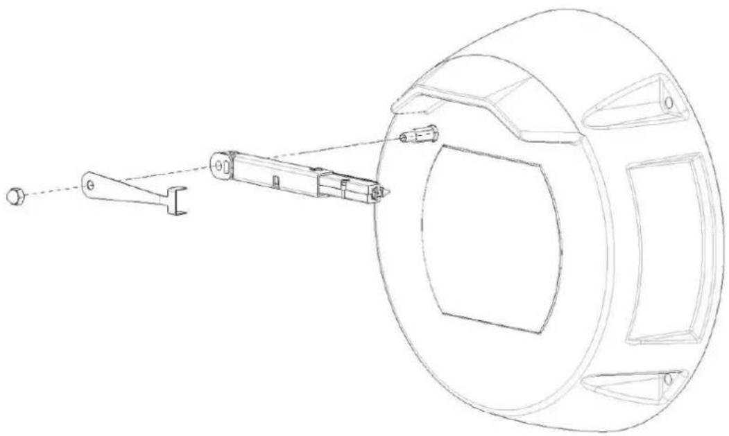 Technical line drawing of a mechanical assembly featuring a cylindrical component and internal parts, without text or symbols.