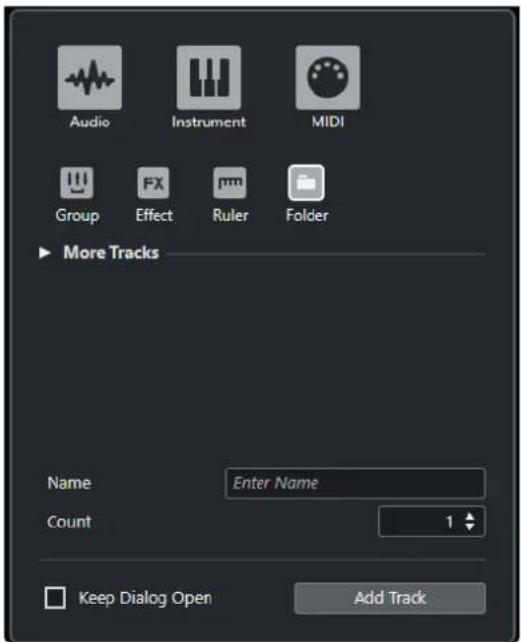 STEINBERG Cubase AI 12 - Boîte de dialogue Ajouter une piste - Répertoire - 1