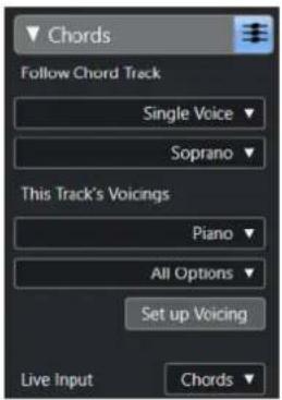 Accords Suivre la piste d'accords Voix unique Soprano Voicings de cette piste Piano Toutes les options Configurer le voicing Entrée en direct Accords