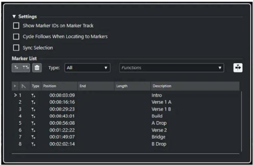 STEINBERG Cubase AI 12 - Fenêtre Marqueurs - 1
