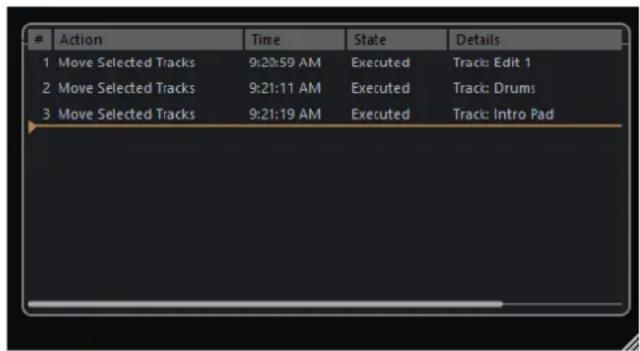 STEINBERG Cubase AI 12 - Boîte de dialogue Historique des modifications - 1