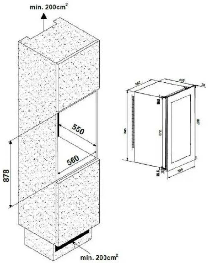 min. 200cm² 550 560 878 min. 200cm² 542 535 20 104 872 108 594