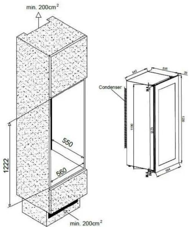 min. 200cm² 1222 550 560 condenser 642 535 20 1190 5123 604 min. 200cm²
