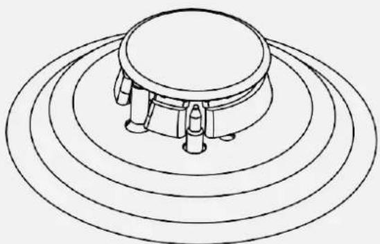 Technical line drawing of a mechanical component with concentric circular layers (no text or symbols)