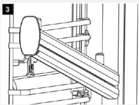 Technical line drawing of a mechanical assembly with pipes and supports, no text or symbols.