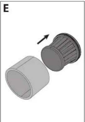 3D rendering of a cylindrical mechanical component with an arrow indicating direction (no text or symbols).