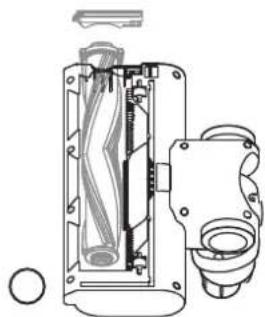 Cross-sectional diagram of a mechanical device showing internal components and housing (no text or labels)