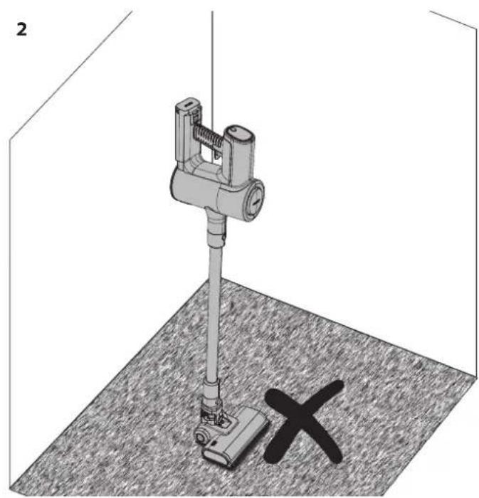 3D diagram of a mechanical device mounted on a textured floor, with a cross symbol and number 2 label (no text or symbols on the device itself)