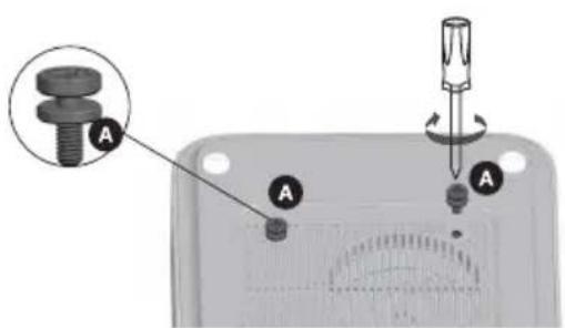Diagram showing a screwdriver pressing a component with labeled parts A, including a magnified inset view.
