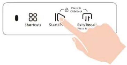 Shortcuts Start/P Press 31 Child lock Exit/Recall Press 31