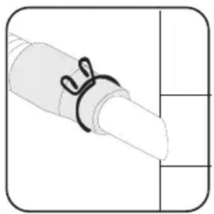 Simple line drawing of a mechanical component with a looped cable (no text or symbols)