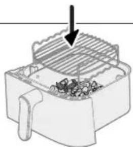 Illustration of a griddle with a downward arrow indicating compression or cooling process (no text or symbols)