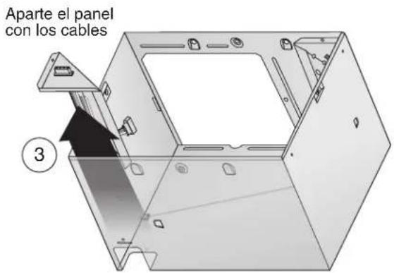 Aparte el panel con los cables ③