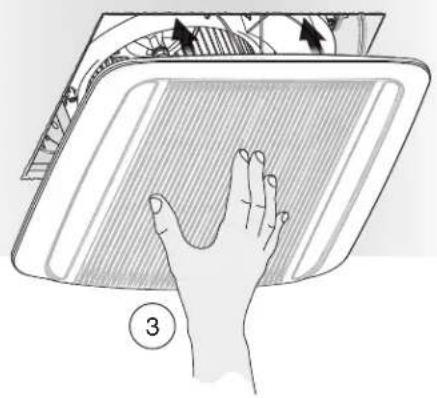 Illustration of a hand pressing down on a textured surface with directional arrows and a numbered label (3), no text or symbols present.