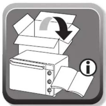 Illustration d'une boîte ouverte avec une flèche circulaire et un livre ouvert, accompagnée d'une icône d'information (aucun texte ou symbole sur le diagramme lui-même)