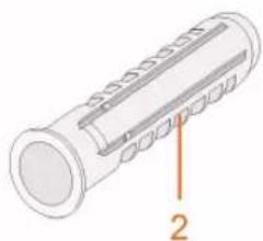 Diagram of a cylindrical mechanical component with internal channels and a labeled section (no text or symbols present)