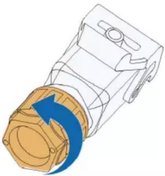 3D diagram of a mechanical component with a blue arrow indicating rotation or force direction (no text or symbols)