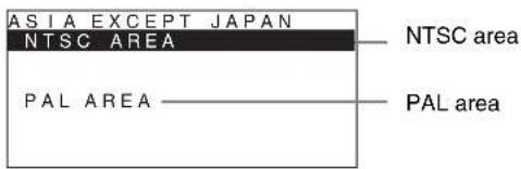 ASIA EXCEPT JAPAN NTSC AREA PAL AREA NTSC area PAL area