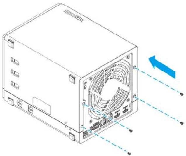 Diagram of a computer tower with visible fan and ventilation slots, showing internal structure and directional arrows (no text or labels)