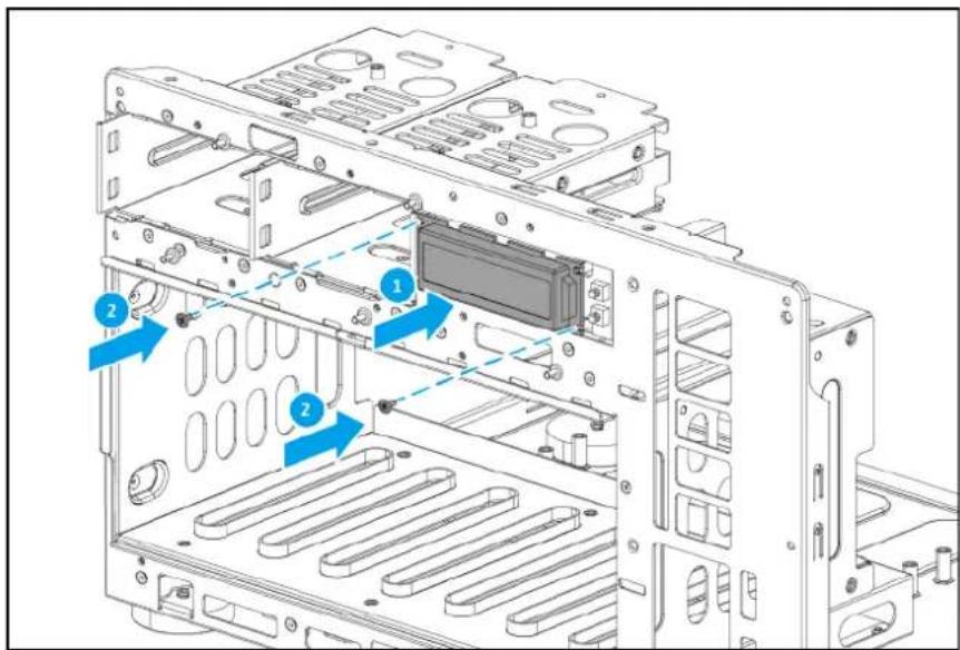 Technical diagram of a computer chassis showing internal components with numbered annotations indicating specific parts.