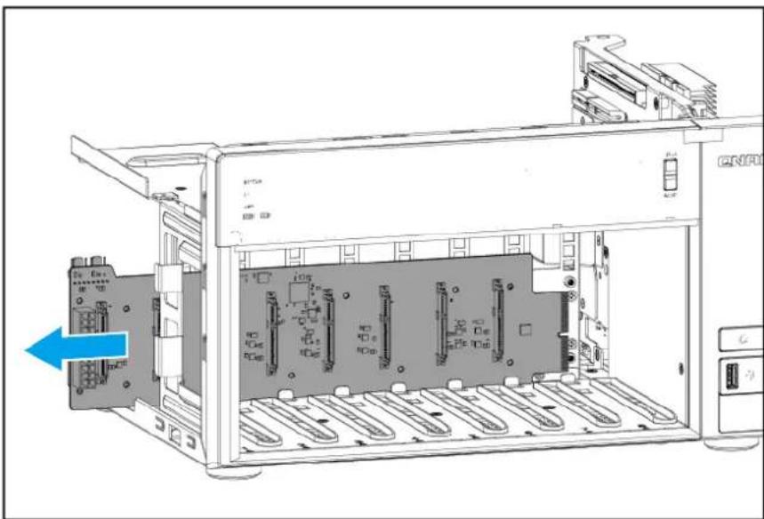 Diagram of an internal computer or server rack with visible circuit board and ports, no text or symbols present.