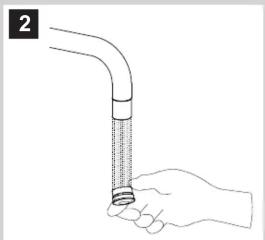 Illustration d'une main tenant un tube courbé avec un ressort en spirale, sans texte ni symbole.