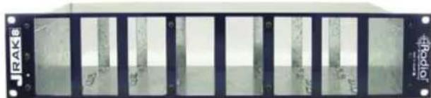 Front view of a rack-mounted server unit with vertical slots and mounting brackets (no visible text or symbols)