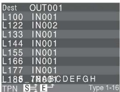 Dest OUT001 L100 IN001 L122 IN002 L133 IN001 L144 IN001 L155 IN001 L166 IN001 L177 IN001 L188 7A8CDEFGH TPN S E Type 1-16