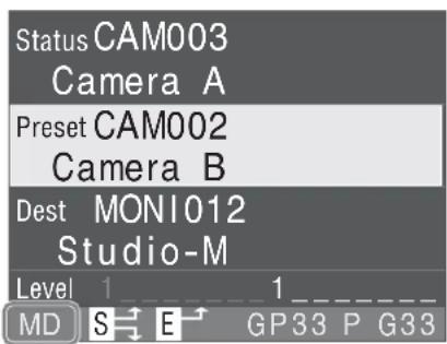 Status CAM003 Camera A Preset CAM002 Camera B Dest MONI012 Studio-M Level 1 1_ MD S E GP33 P G33