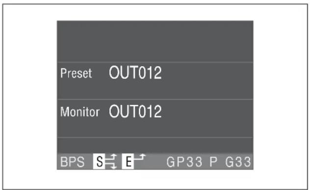 Preset OUT012, Monitor OUT012, BPS S E GP33 P G33