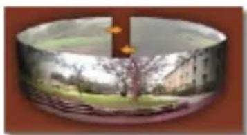 Illustration of a scenic landscape with trees and buildings, no visible text or symbols