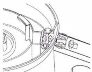 Technical line drawing of a mechanical component or bracket assembly (no text or symbols)