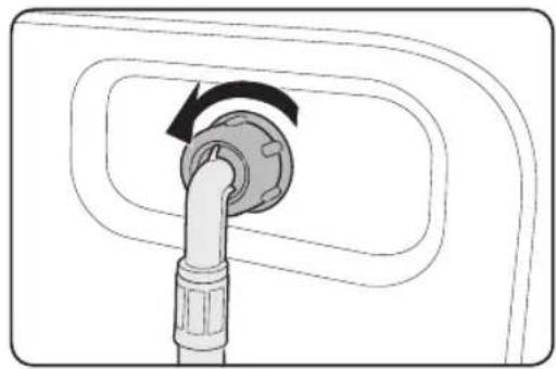 Diagram of a plug inserted into a housing with a directional arrow indicating rotation (no text or symbols)