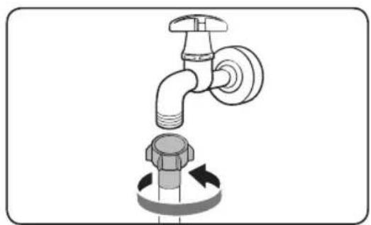 Diagram of a faucet with a valve and a bolt, showing fluid flow direction.