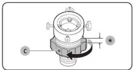 Technical diagram of a mechanical component with labeled parts and directional arrows indicating motion or flow.