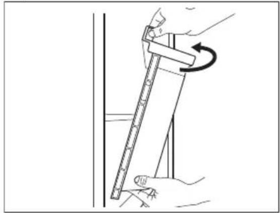 Illustration of a hand using a ruler to measure a vertical line, with an arrow indicating rotational motion (no text or symbols present).